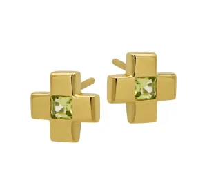 Goldbug Collection Peridot Cross Stud Earrings Croghans