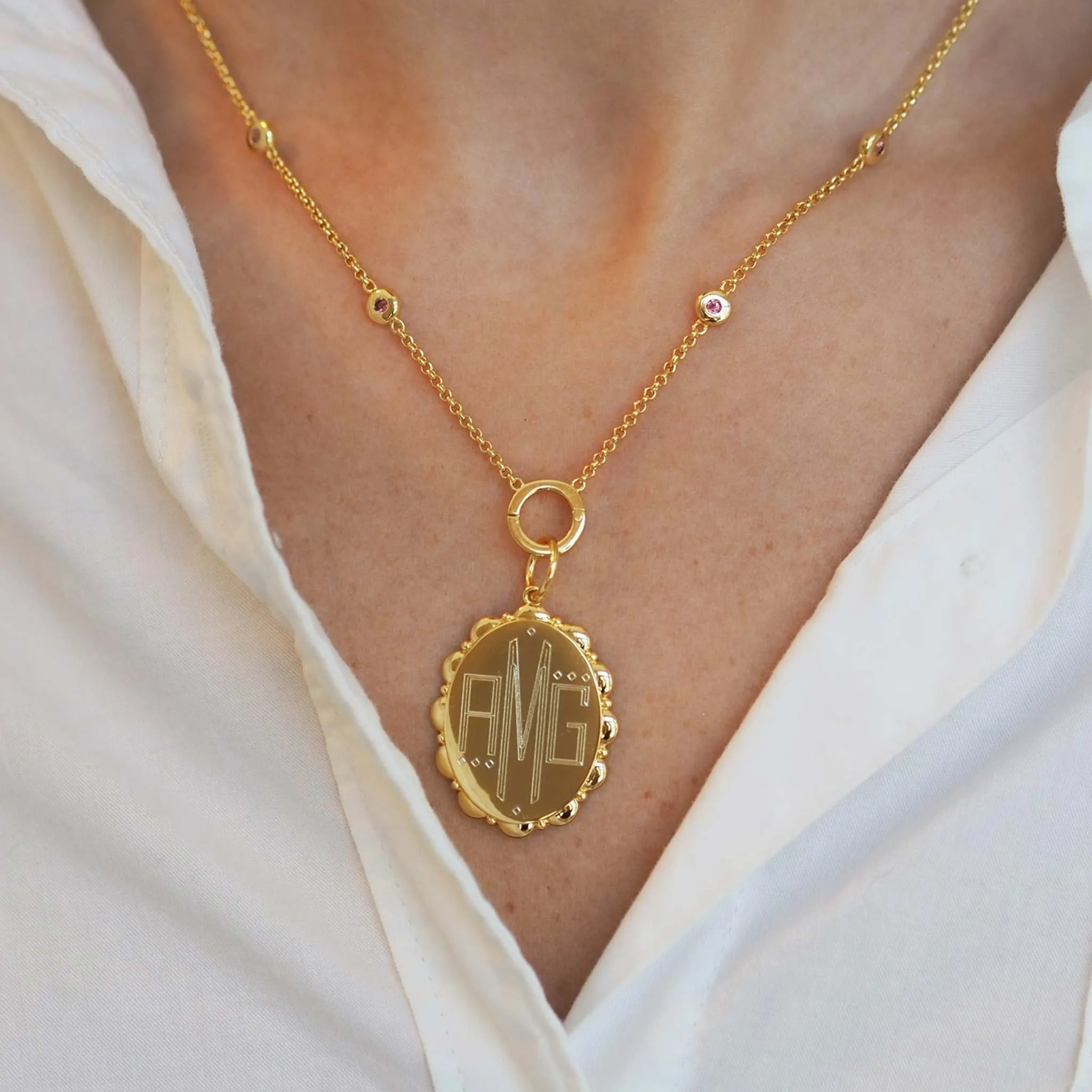 Goldbug Collection Pink Tourmaline Bezel Charm Necklace Croghans