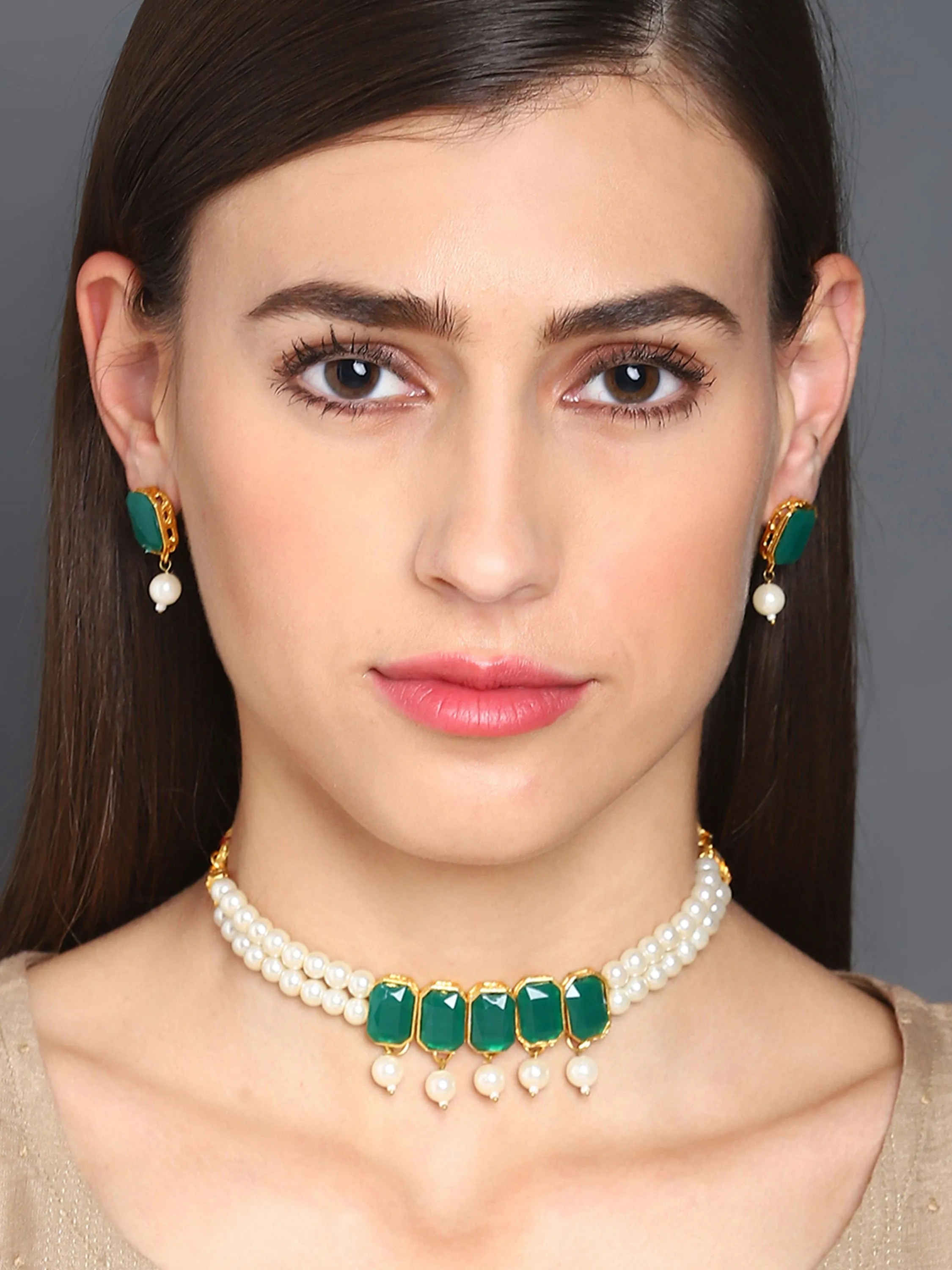 Gold_plated Pearl Choker Set