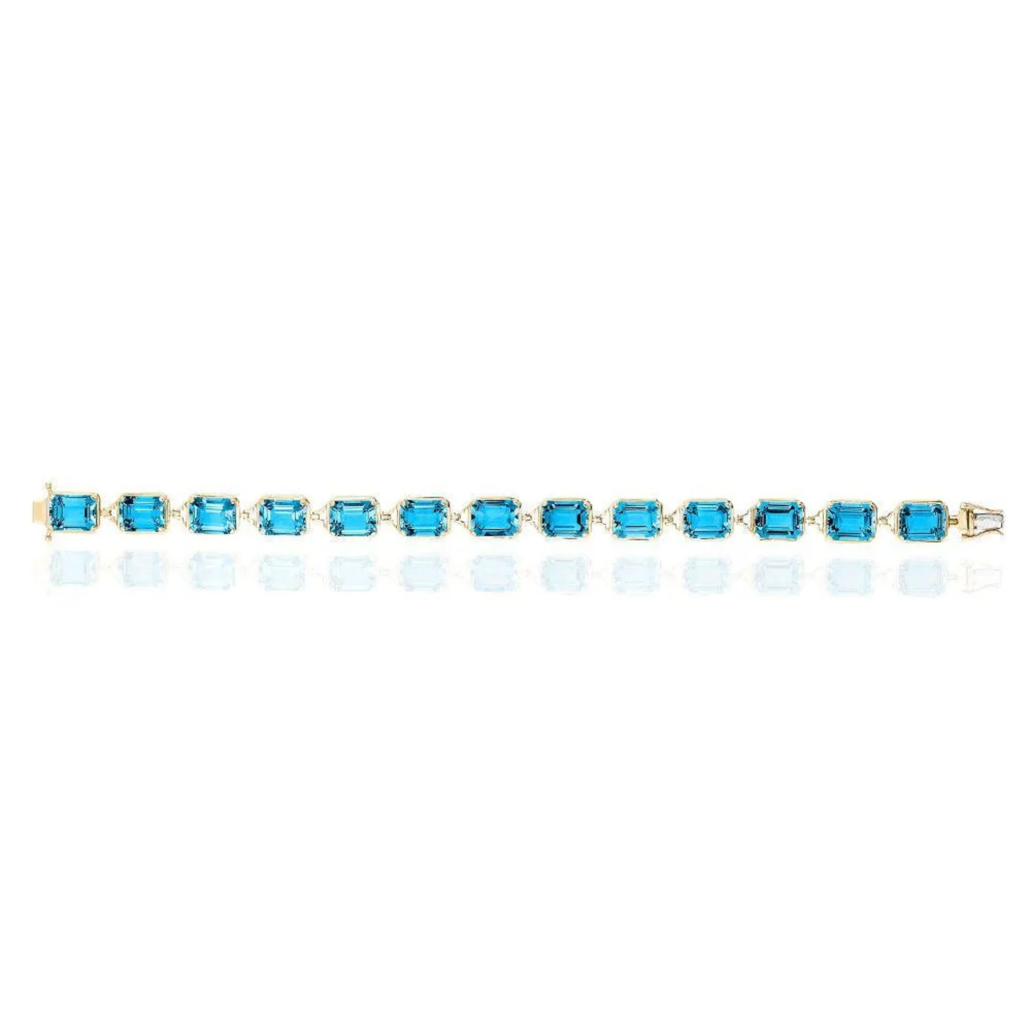 Goshwara Emerald-Cut Blue Topaz 18K Yellow Gold Bracelet