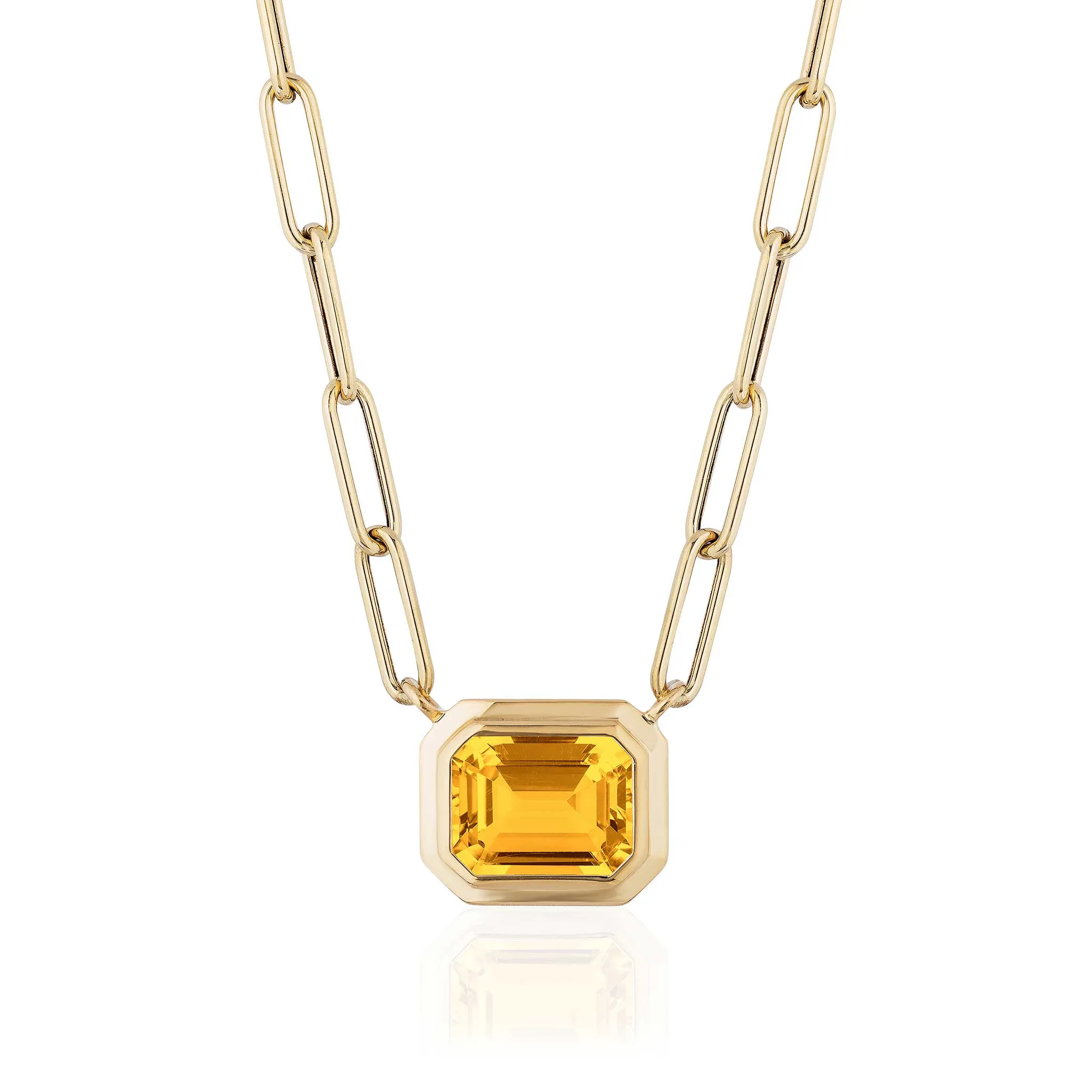 Goshwara Emerald-Cut Citrine 18K Gold Pendant Necklace Croghans