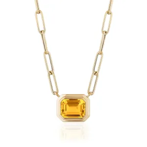 Goshwara Emerald-Cut Citrine 18K Gold Pendant Necklace Croghans