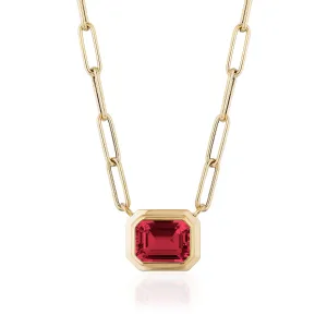 Goshwara Emerald-Cut Garnet 18K Gold Pendant Necklace Croghans