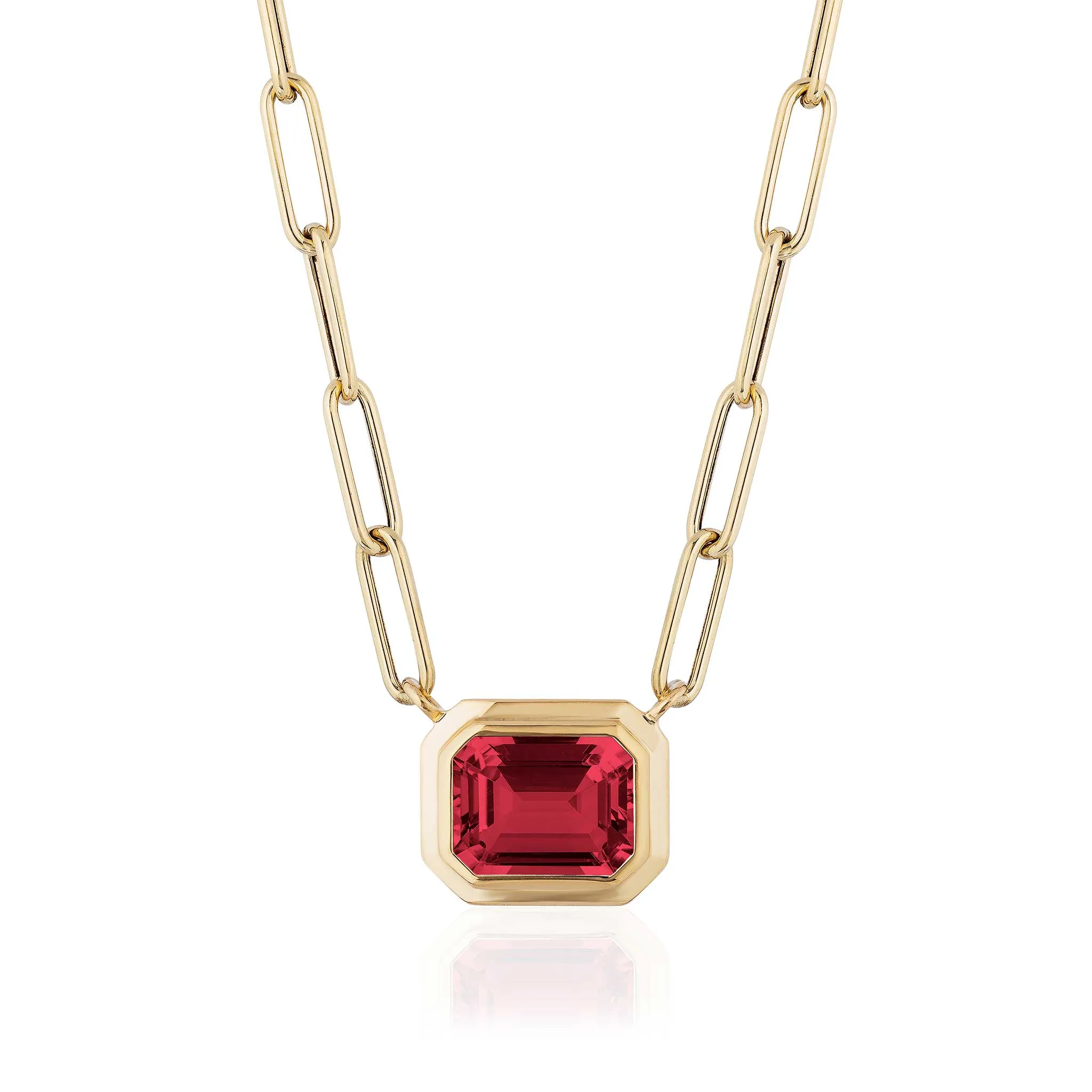 Goshwara Emerald-Cut Garnet 18K Gold Pendant Necklace Croghans