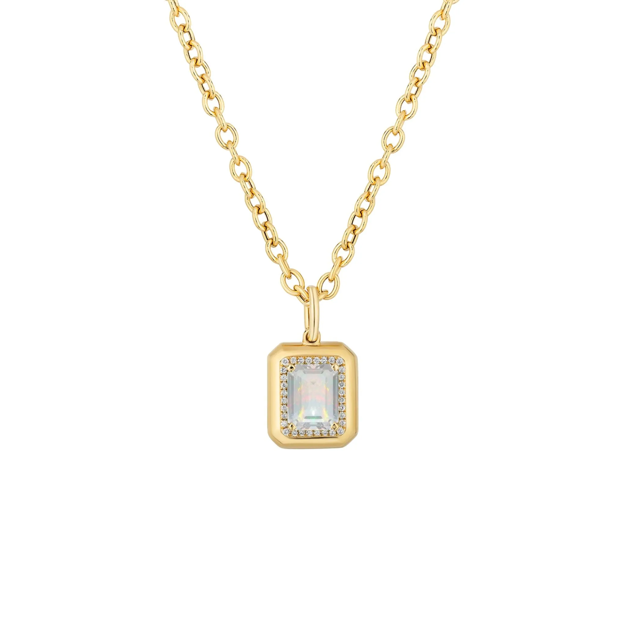 Goshwara Emerald-Cut Opal & Diamond 18K Gold Pendant Necklace Croghans