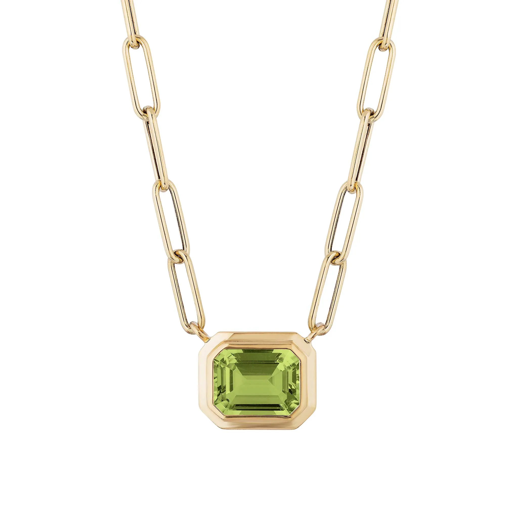 Goshwara Emerald-Cut Peridot 18K Gold Pendant Necklace Croghans