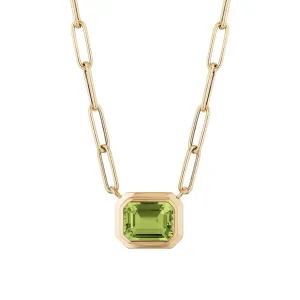 Goshwara Emerald-Cut Peridot 18K Gold Pendant Necklace Croghans