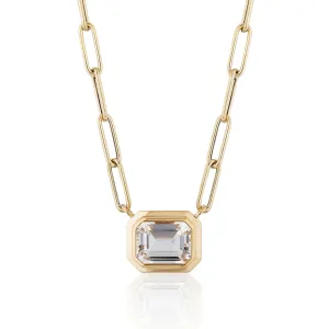 Goshwara Emerald-Cut Rock Crystal 18K Gold Pendant Necklace Croghans