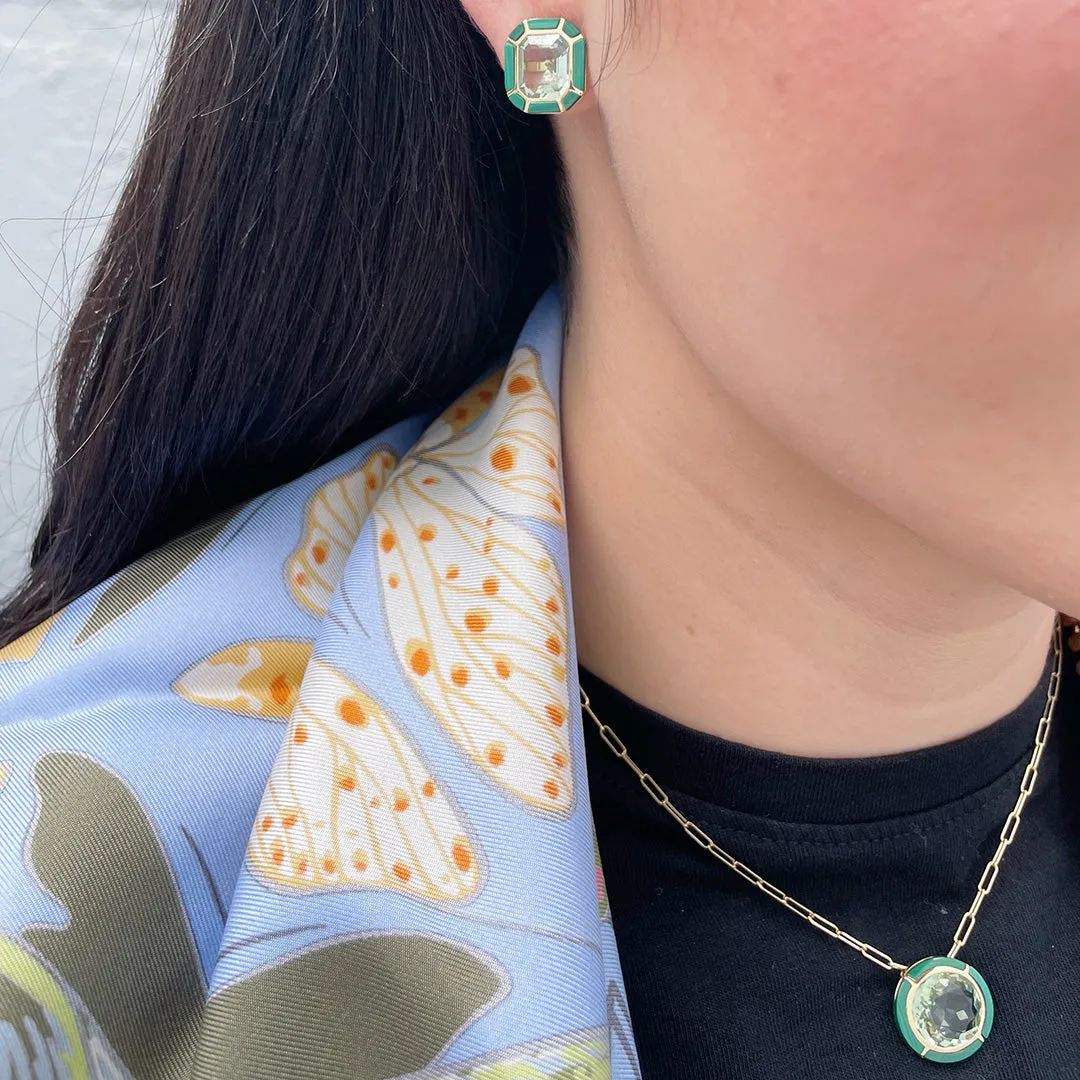 Goshwara Prasiolite & Malachite Inlay 18K Gold Pendant Necklace Croghans