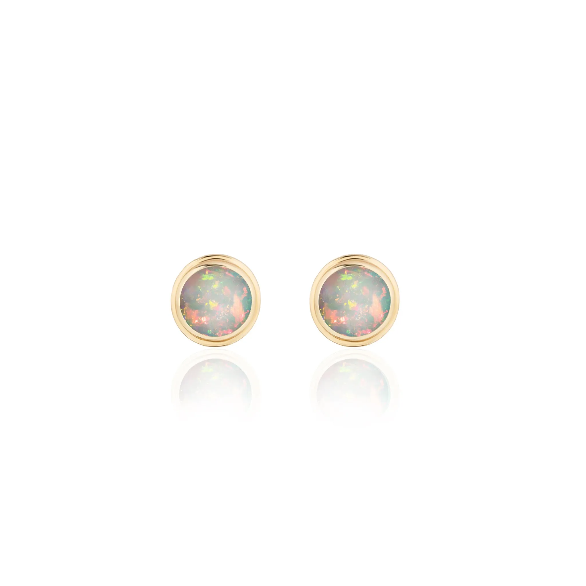 Goshwara Round Cabochon Opal 18K Yellow Gold Stud Earrings Croghans
