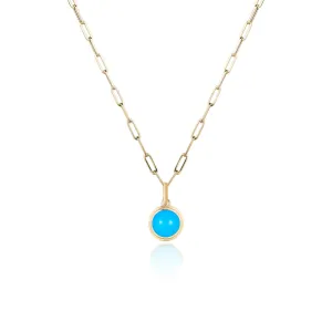 Goshwara Round Cabochon Turquoise 18K Gold Pendant Necklace Croghans