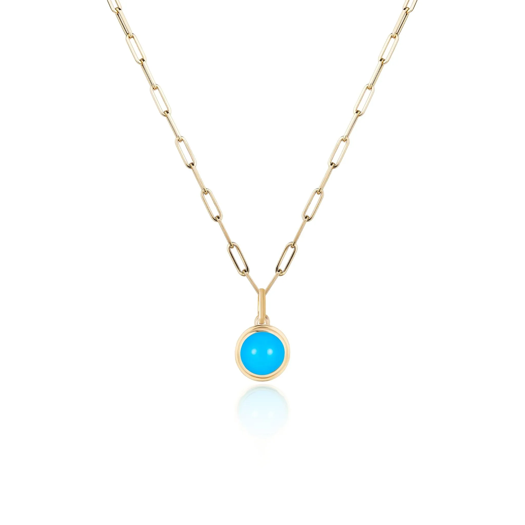 Goshwara Round Cabochon Turquoise 18K Gold Pendant Necklace Croghans