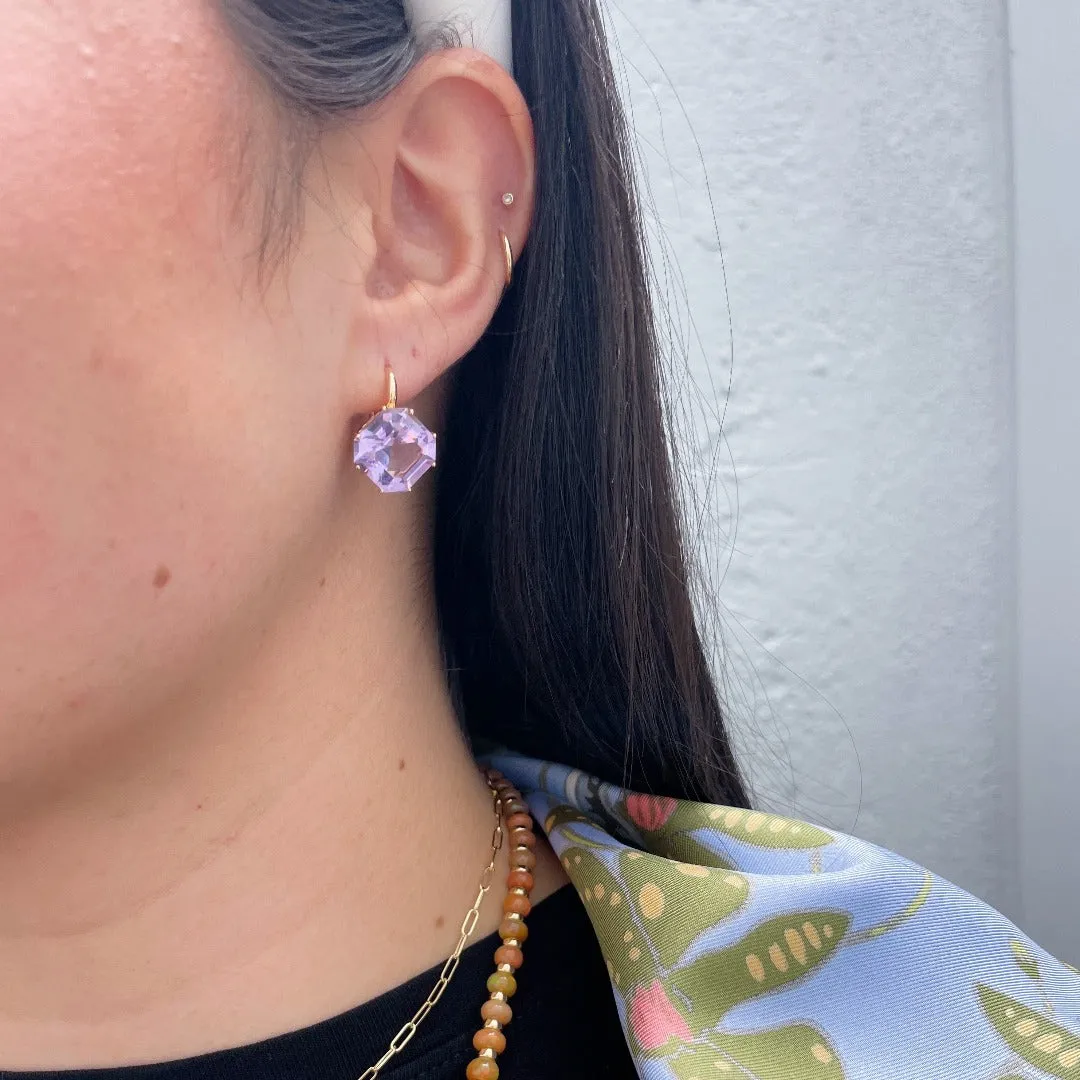 Goshwara Square Emerald-Cut Amethyst 18K Rose Gold Earrings Croghans