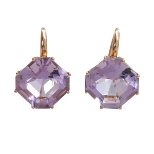 Goshwara Square Emerald-Cut Amethyst 18K Rose Gold Earrings Croghans