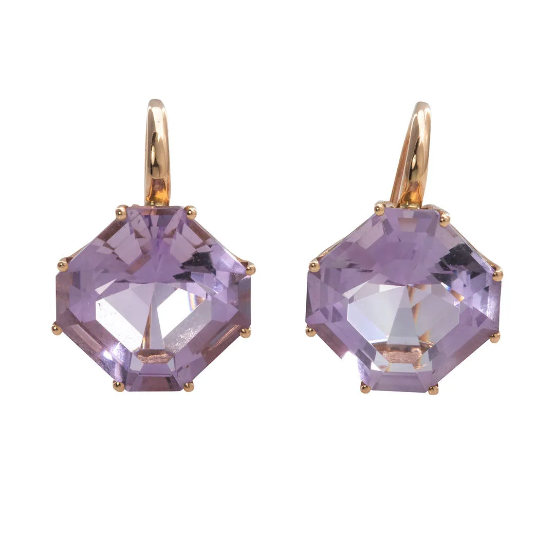 Goshwara Square Emerald-Cut Amethyst 18K Rose Gold Earrings Croghans