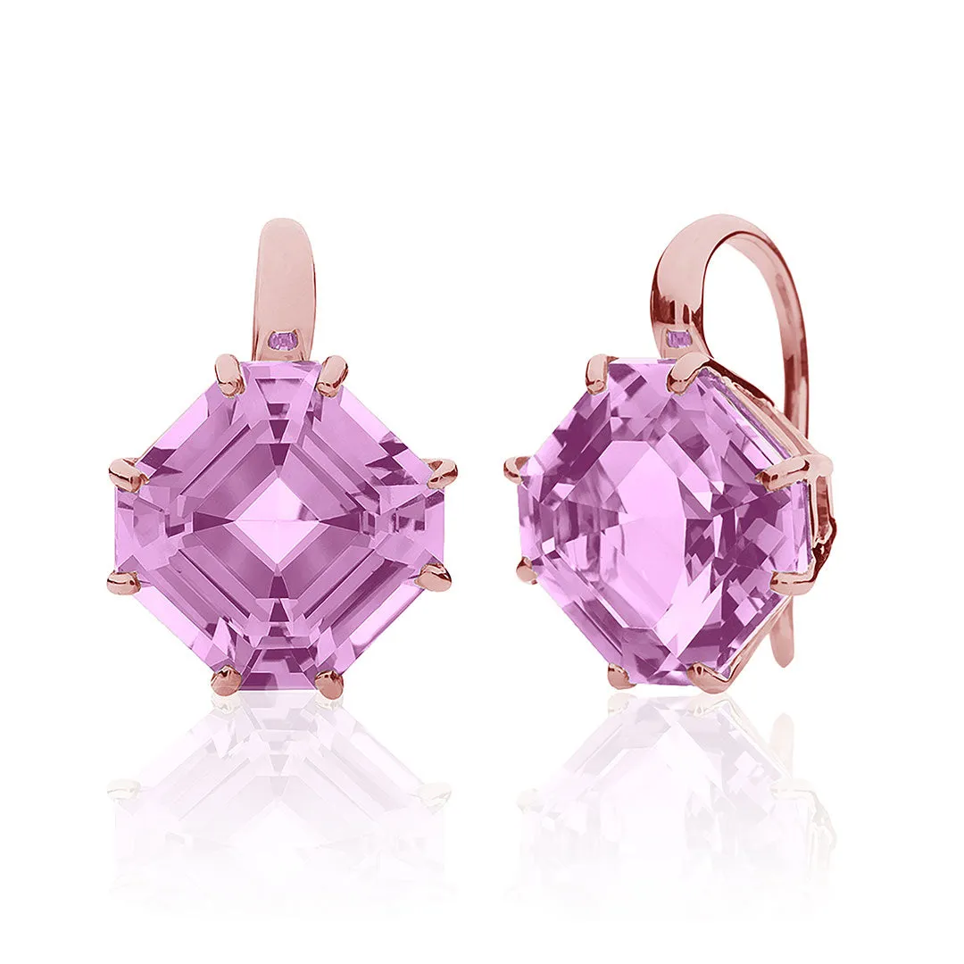 Goshwara Square Emerald-Cut Amethyst 18K Rose Gold Earrings Croghans