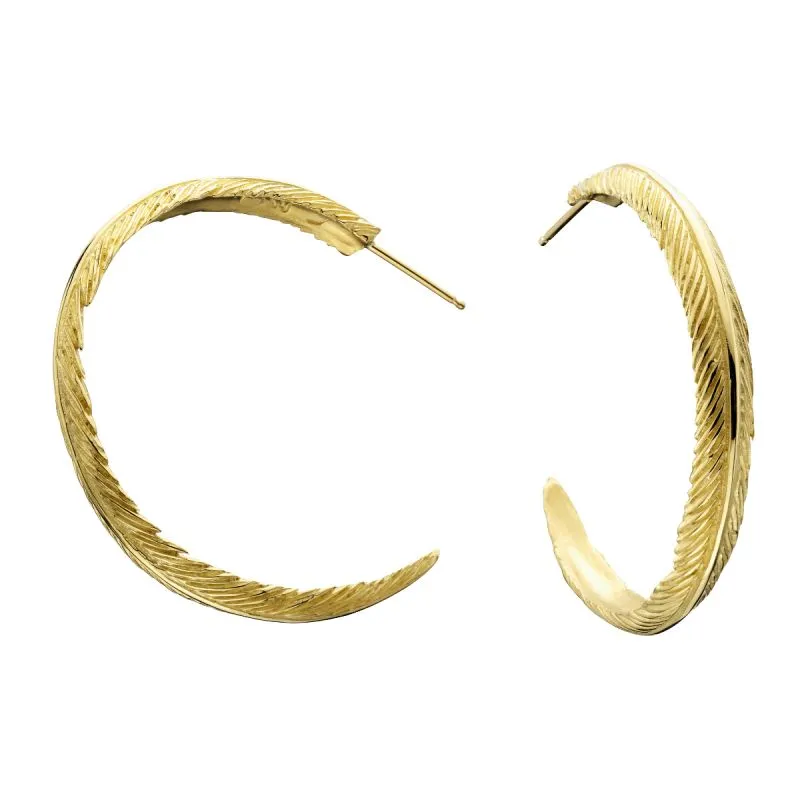 Grainger McKoy 14K Yellow Gold Narrow Feather Earrings Croghans