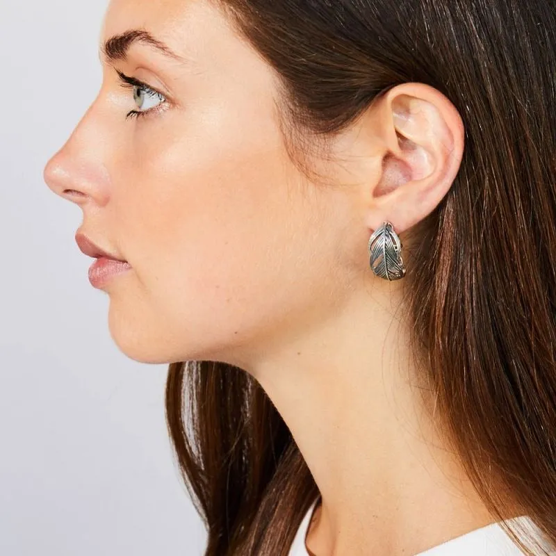 Grainger McKoy Sterling Silver Wide Feather Earrings Croghans