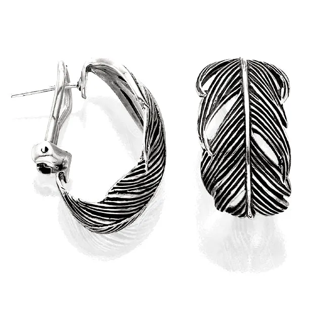 Grainger McKoy Sterling Silver Wide Feather Earrings Croghans