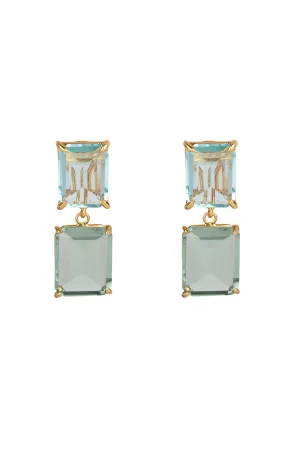 Green Amethyst Blue Quartz Drop Earrings