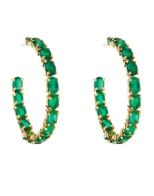 Green Onyx Hoop Earrings