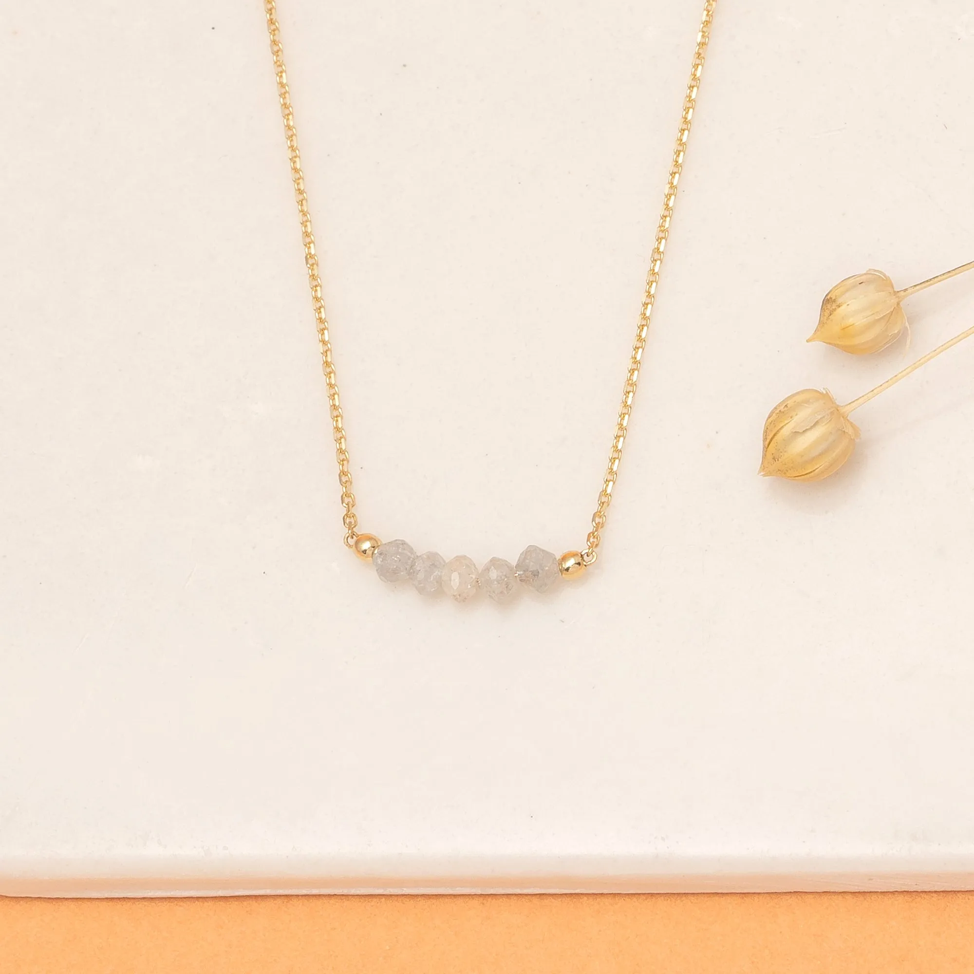 Grey Diamond Beaded Bar Necklace, Allie SARAHELISE