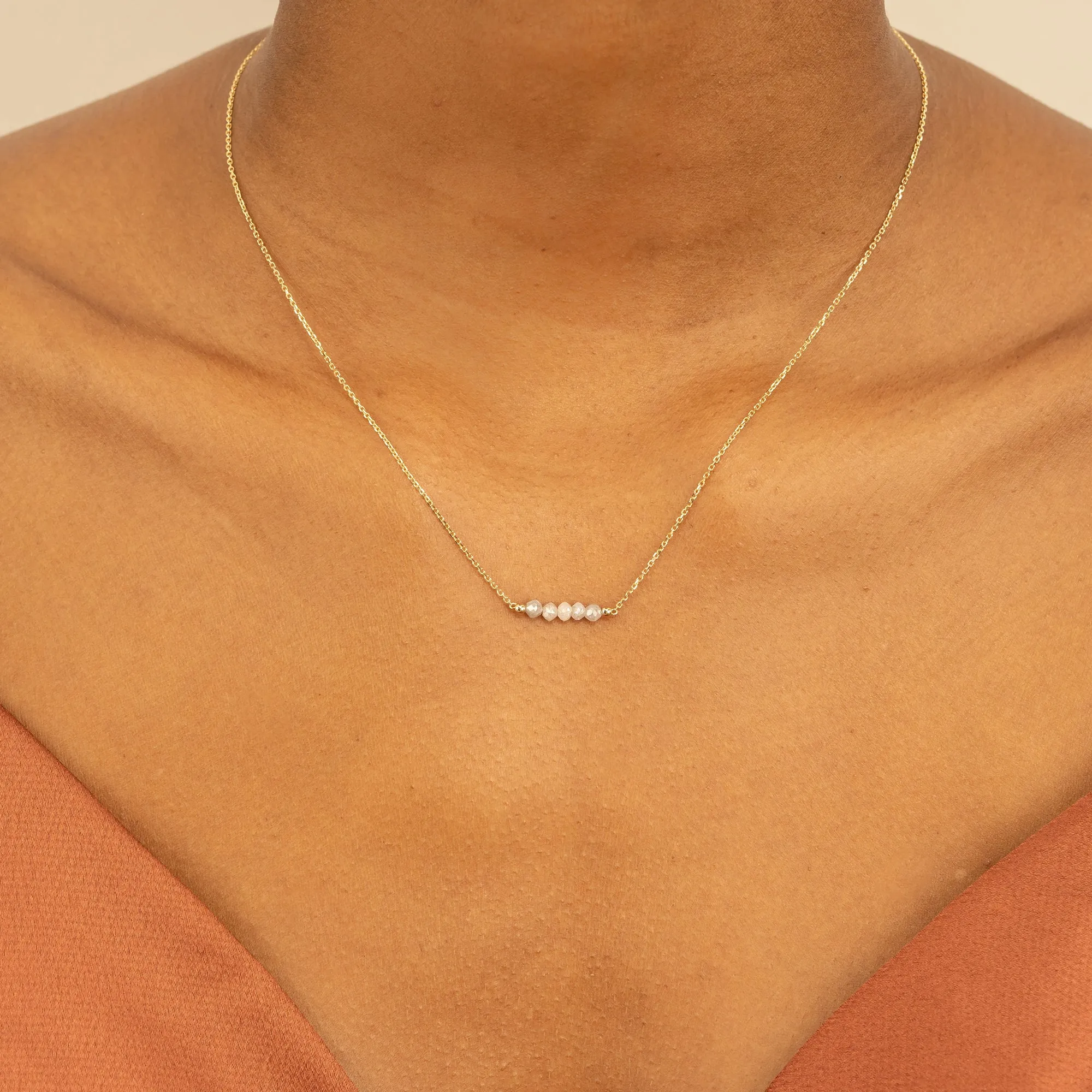 Grey Diamond Beaded Bar Necklace, Allie SARAHELISE
