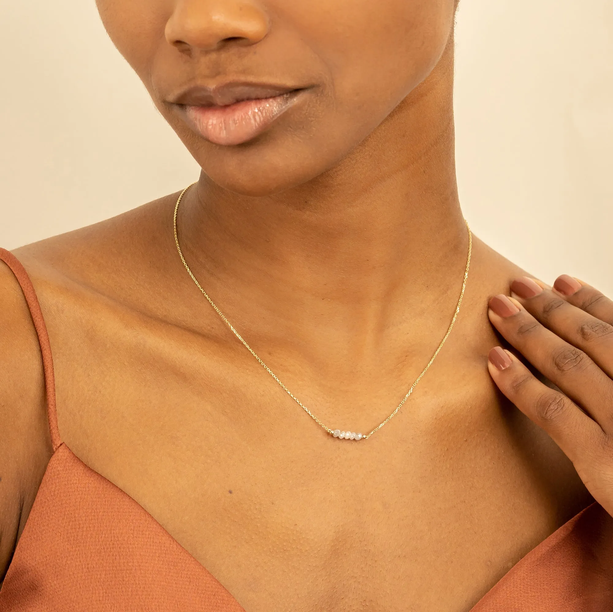 Grey Diamond Beaded Bar Necklace, Allie SARAHELISE