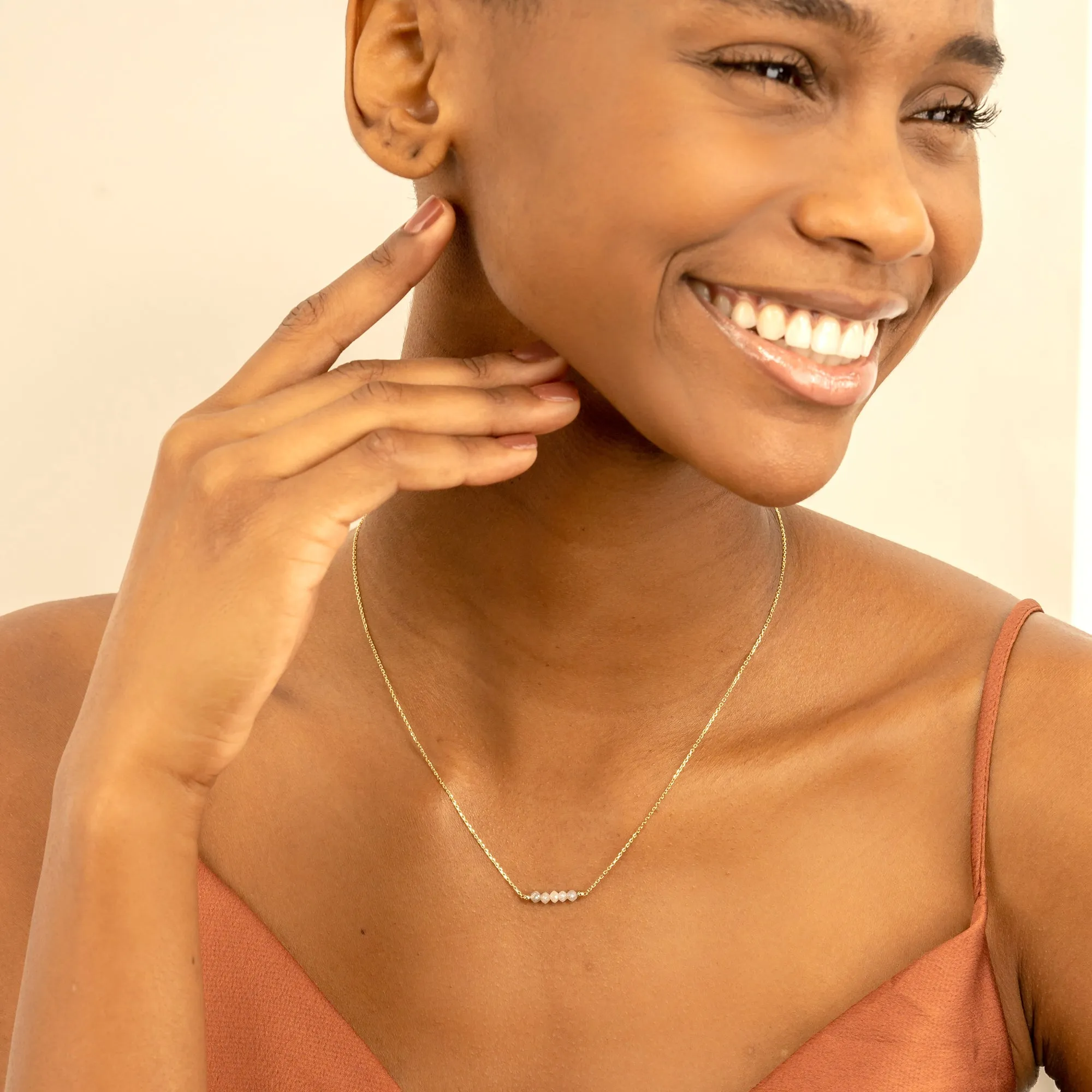 Grey Diamond Beaded Bar Necklace, Allie SARAHELISE