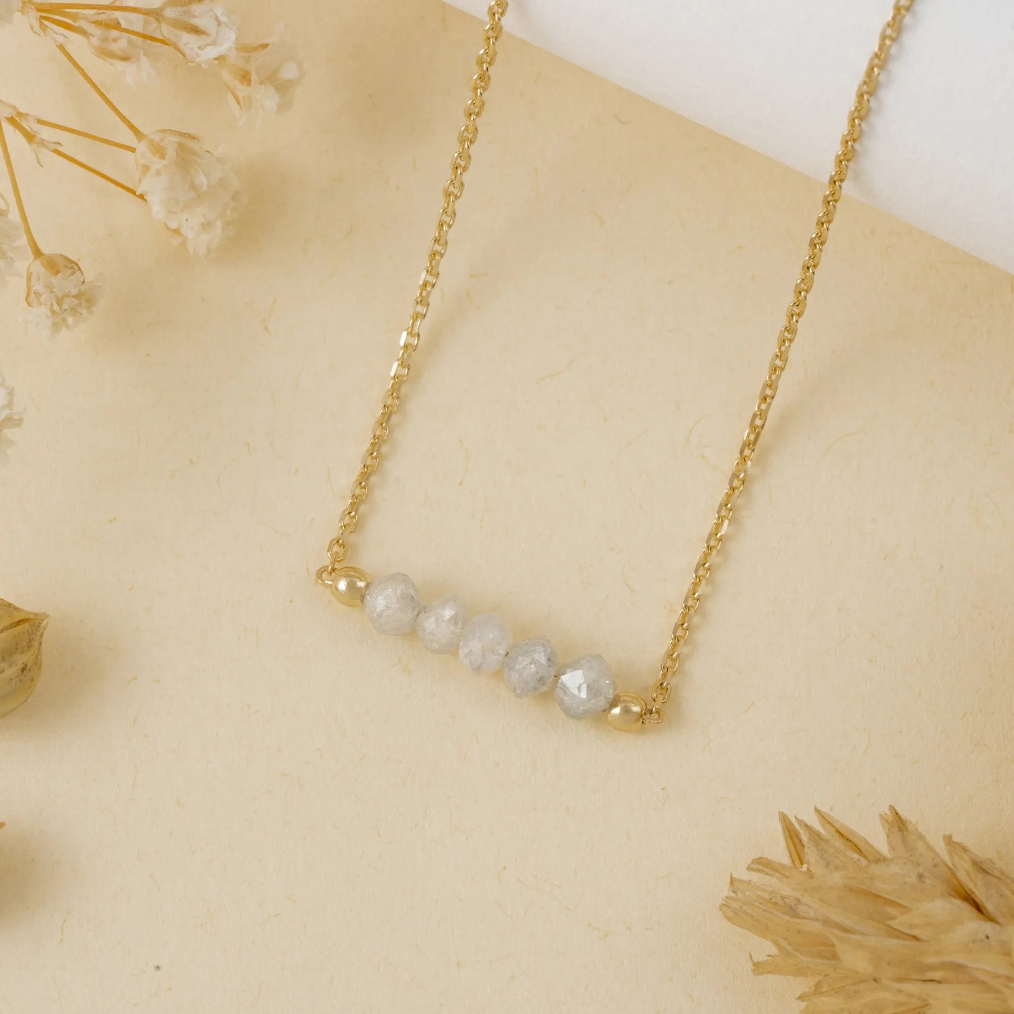 Grey Diamond Beaded Bar Necklace, Allie SARAHELISE