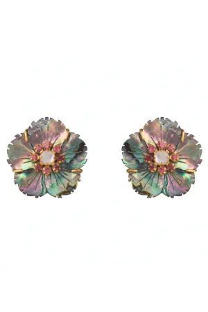 Grey Pearl Flower Earrings
