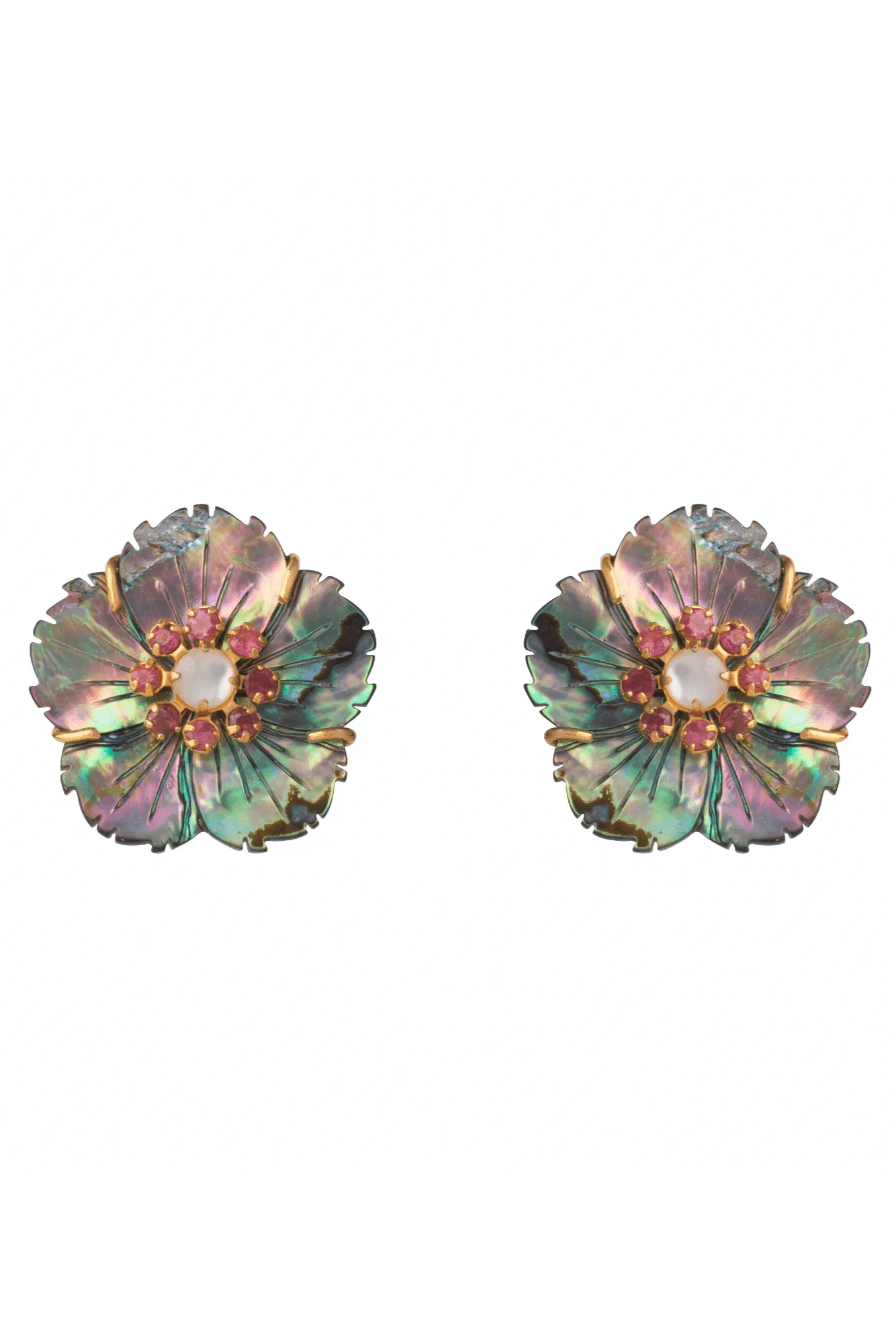 Grey Pearl Flower Earrings