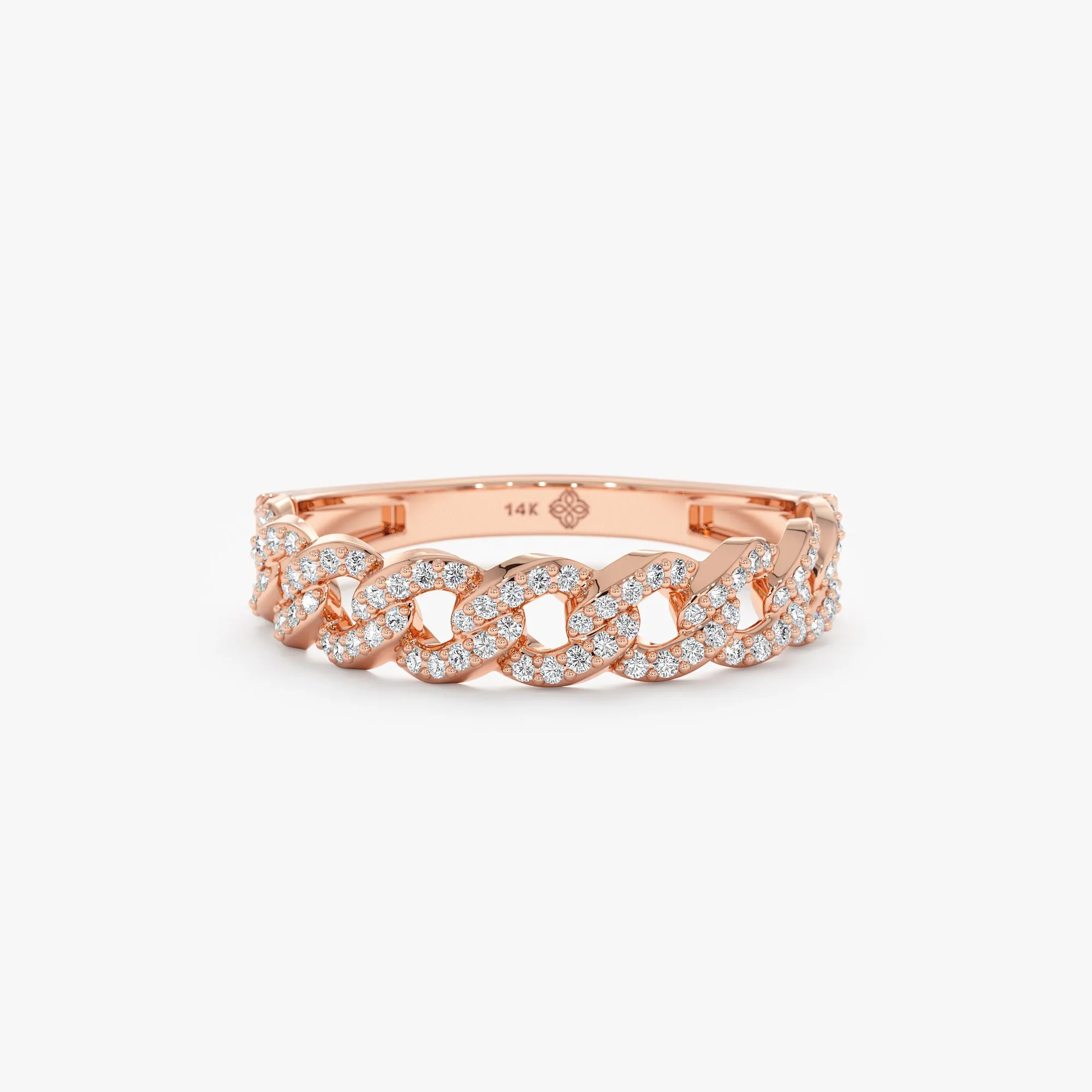 Half Eternity Diamond Cuban Chain Ring, Cleo SARAHELISE