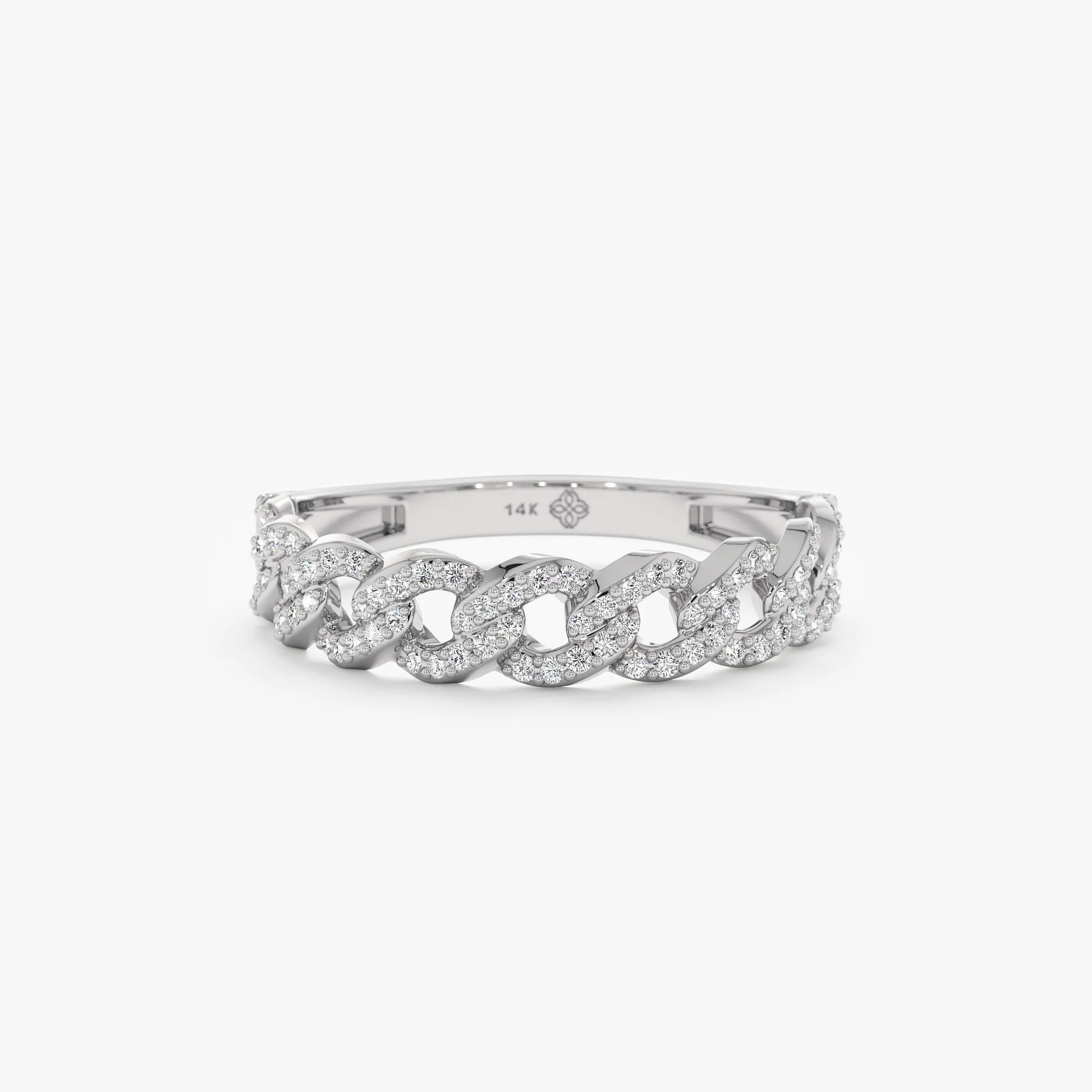 Half Eternity Diamond Cuban Chain Ring, Cleo SARAHELISE