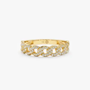 Half Eternity Diamond Cuban Chain Ring, Cleo SARAHELISE