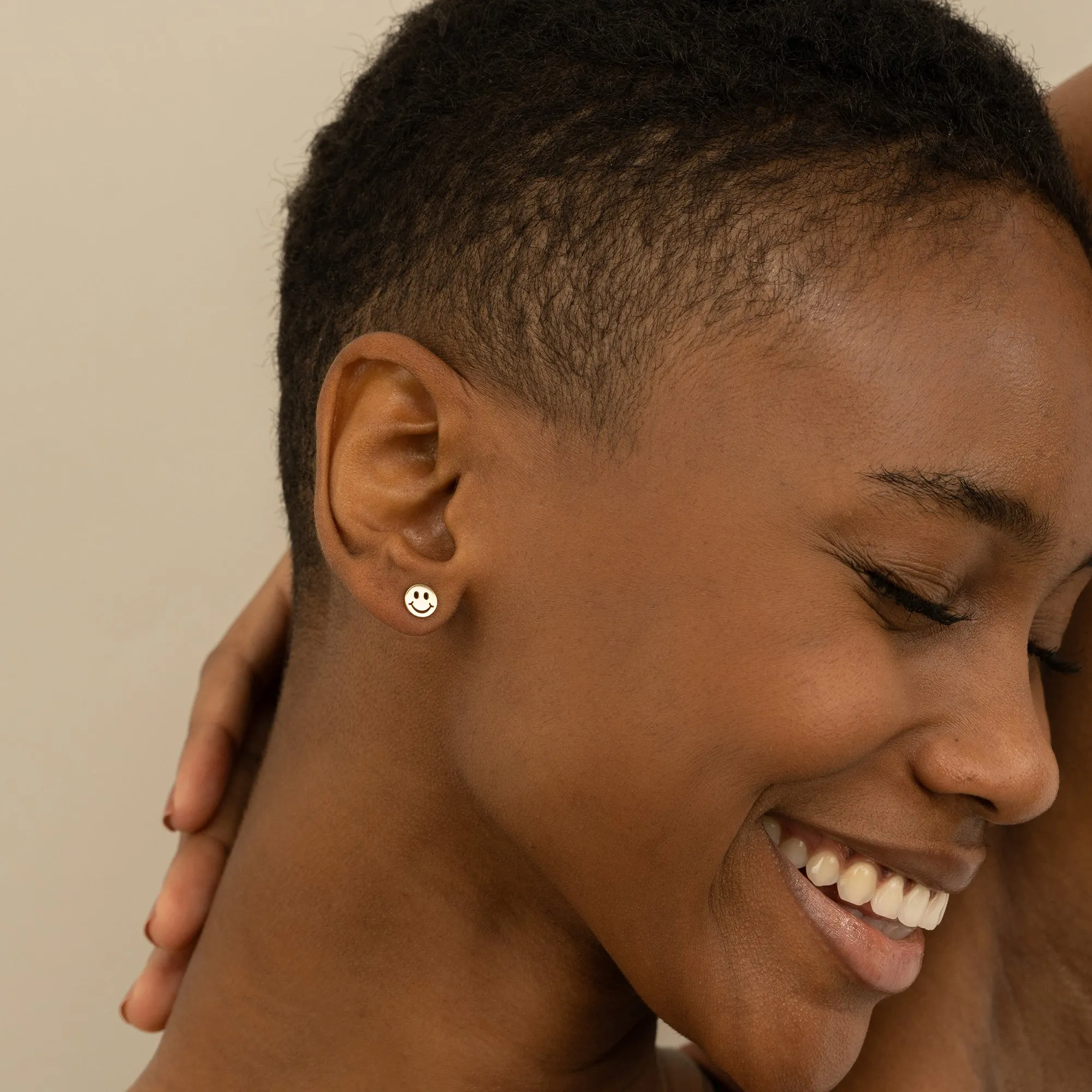 Happy Face Studs In Solid Gold, Joyce SARAHELISE