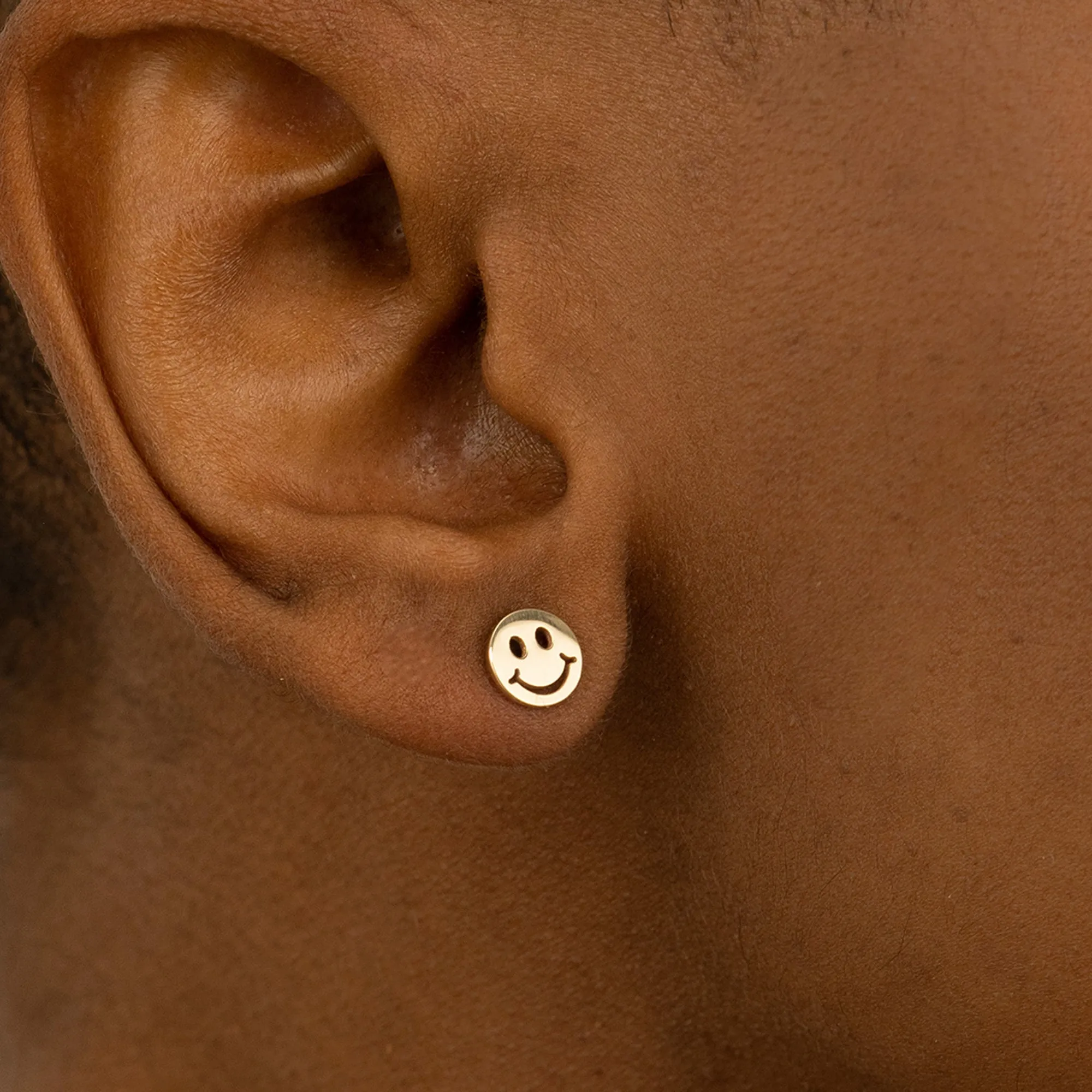 Happy Face Studs In Solid Gold, Joyce SARAHELISE