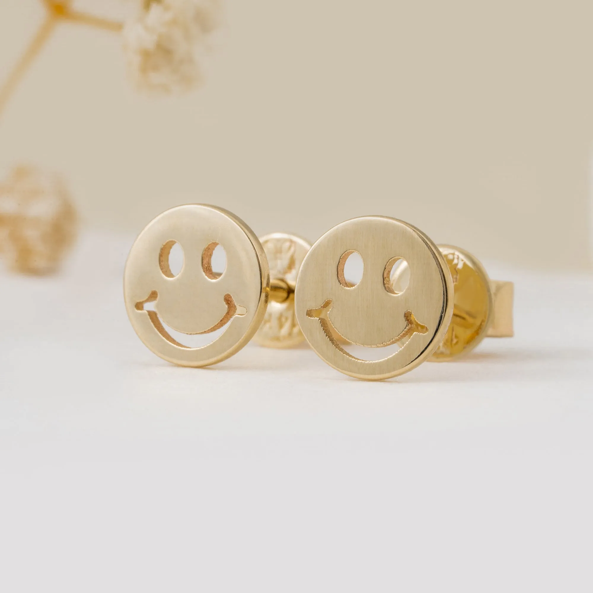 Happy Face Studs In Solid Gold, Joyce SARAHELISE