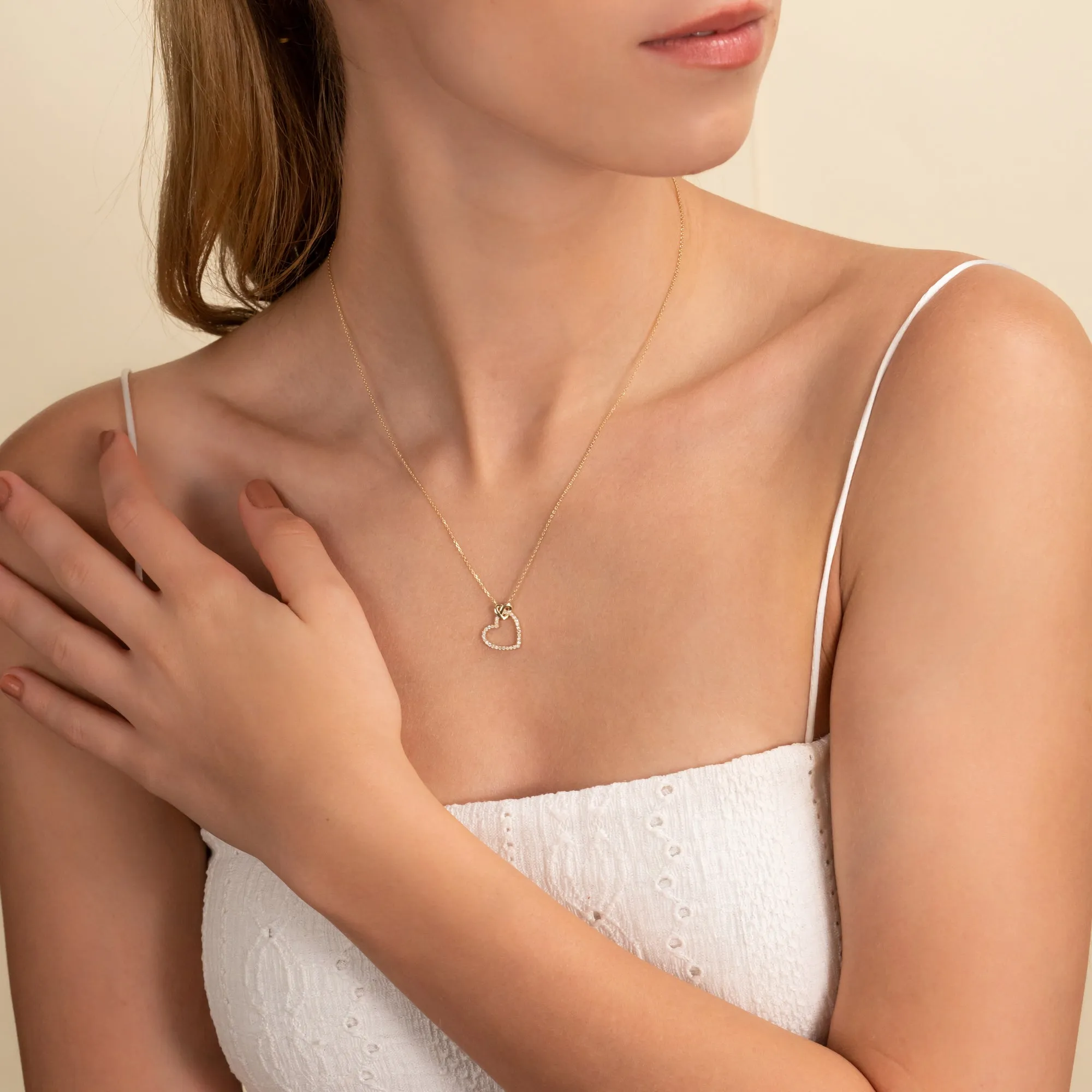 Heart in Heart Diamond Necklace, Lily SARAHELISE