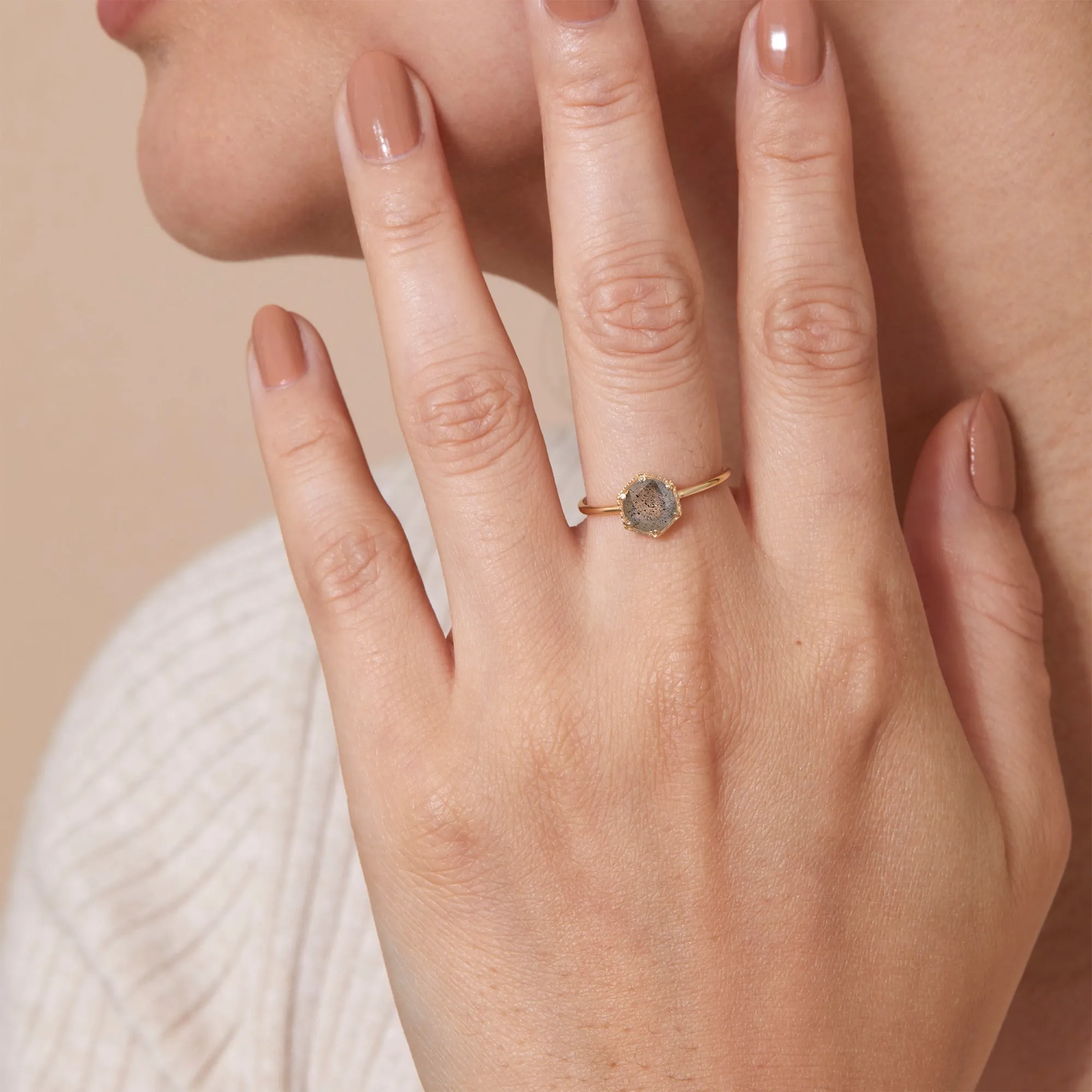 Hexagon Labradorite Ring, Anaya SARAHELISE
