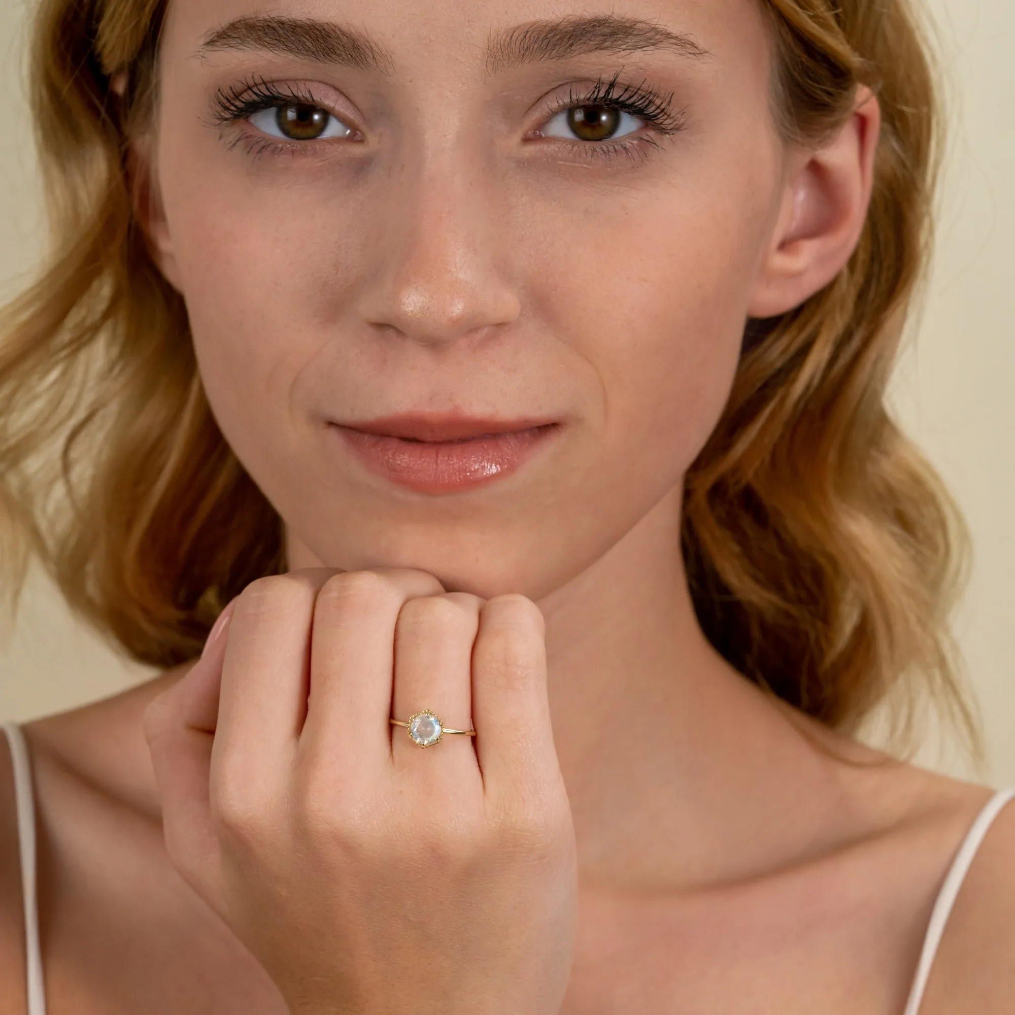 Hexagon Moonstone Ring, Anaya SARAHELISE