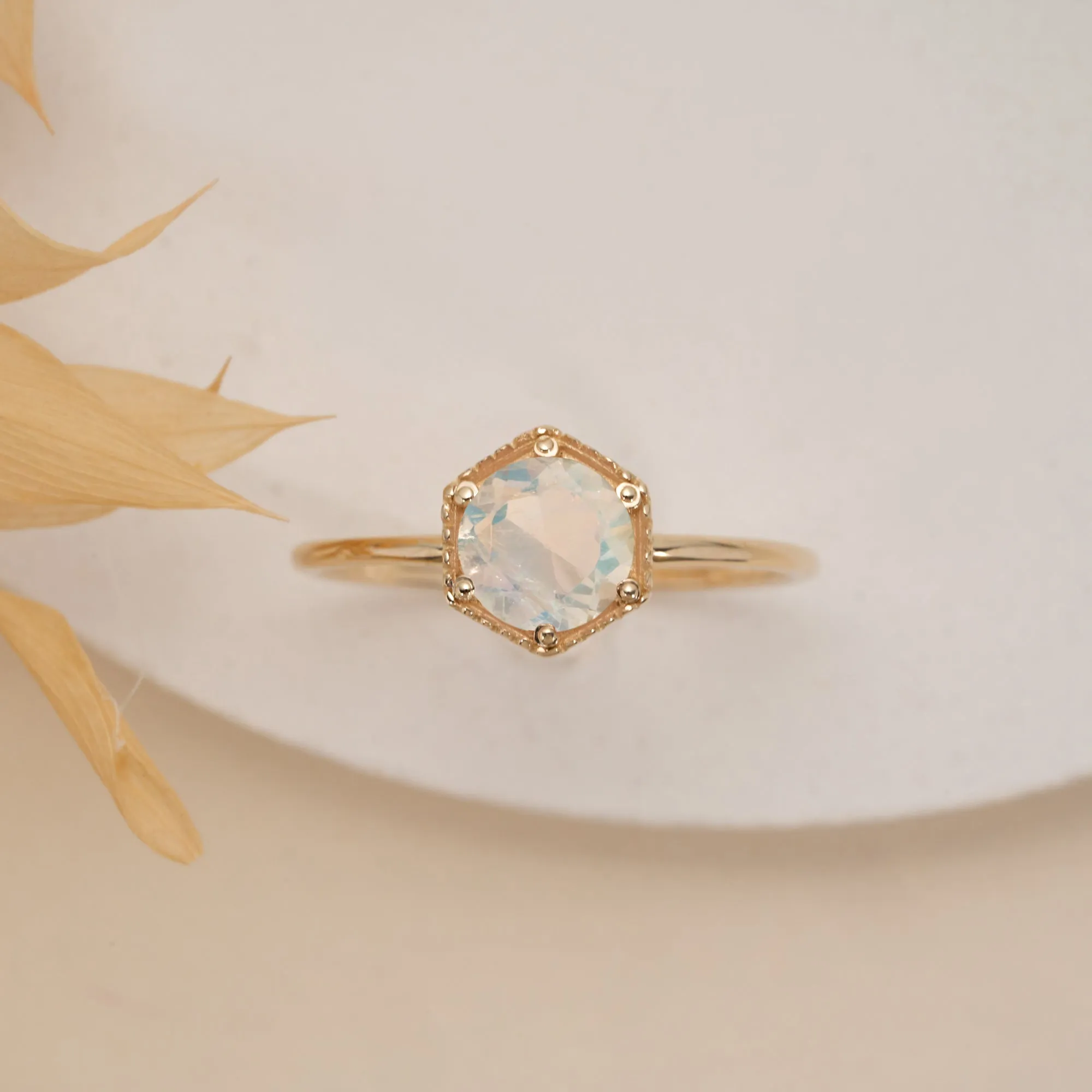 Hexagon Moonstone Ring, Anaya SARAHELISE