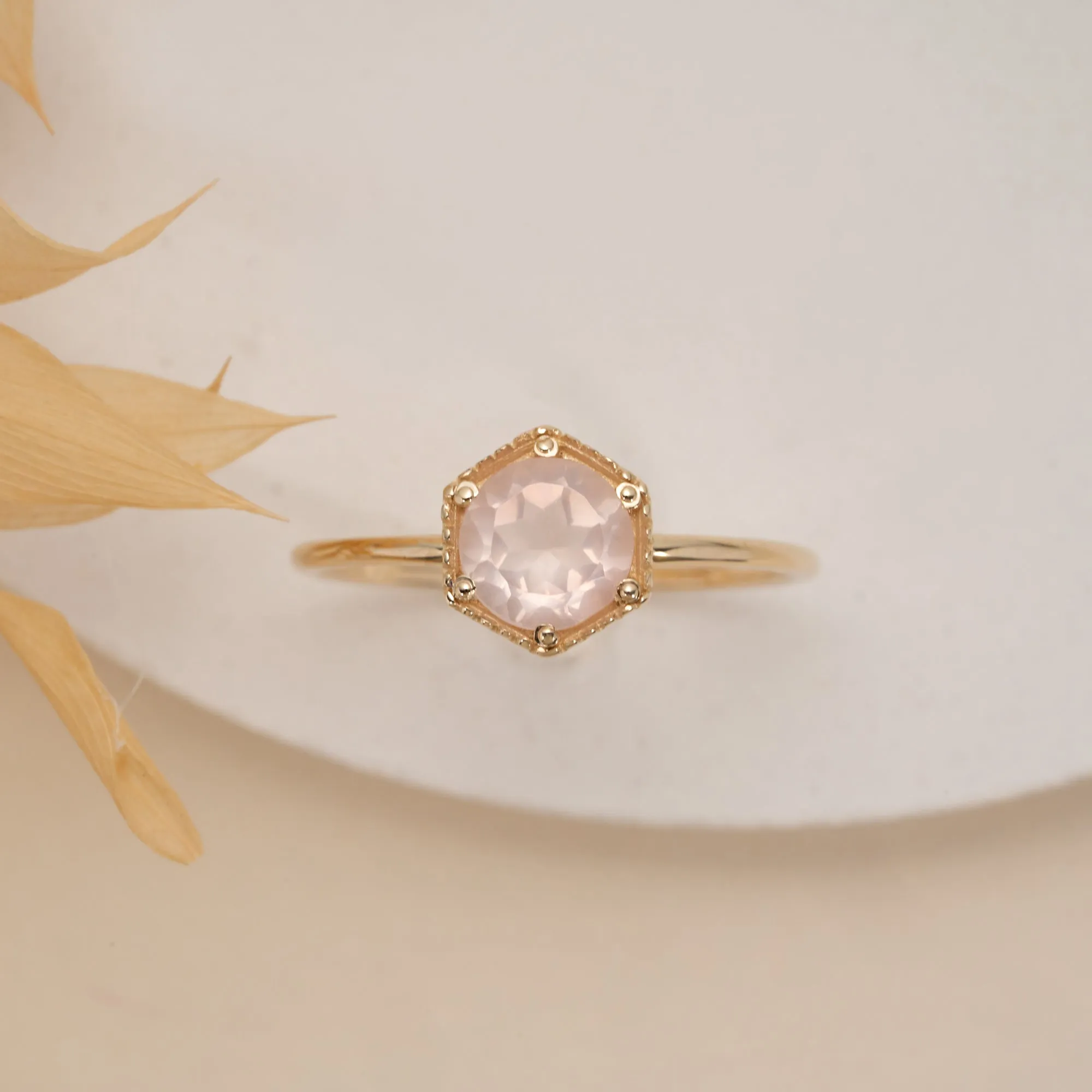 Hexagon Rose Quartz Ring, Anaya SARAHELISE