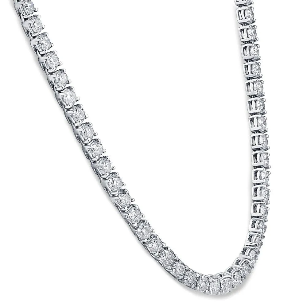 Huge 23 Ct Moissanite Tennis Necklace 14K White Gold 18"