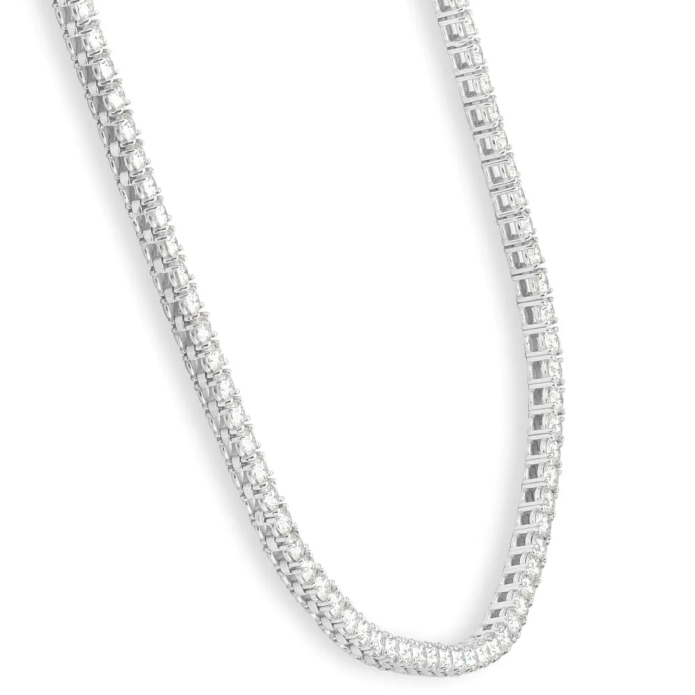 Huge 23 Ct Moissanite Tennis Necklace 14K White Gold 18"