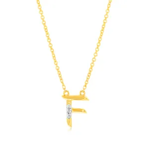 Initial F Diamond Pendant in 9ct Yellow Gold Shiels