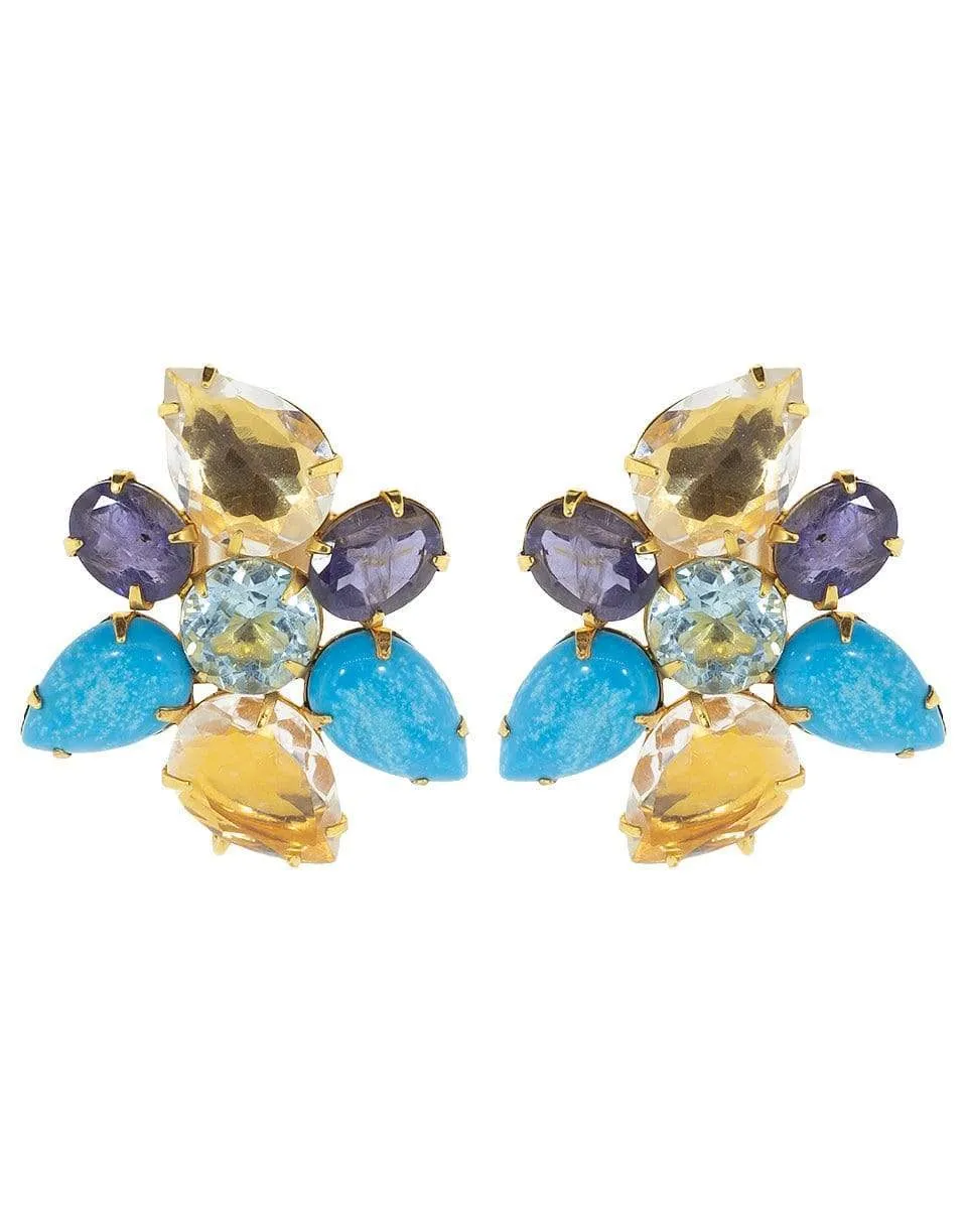 Iolite and Quartz Earrings