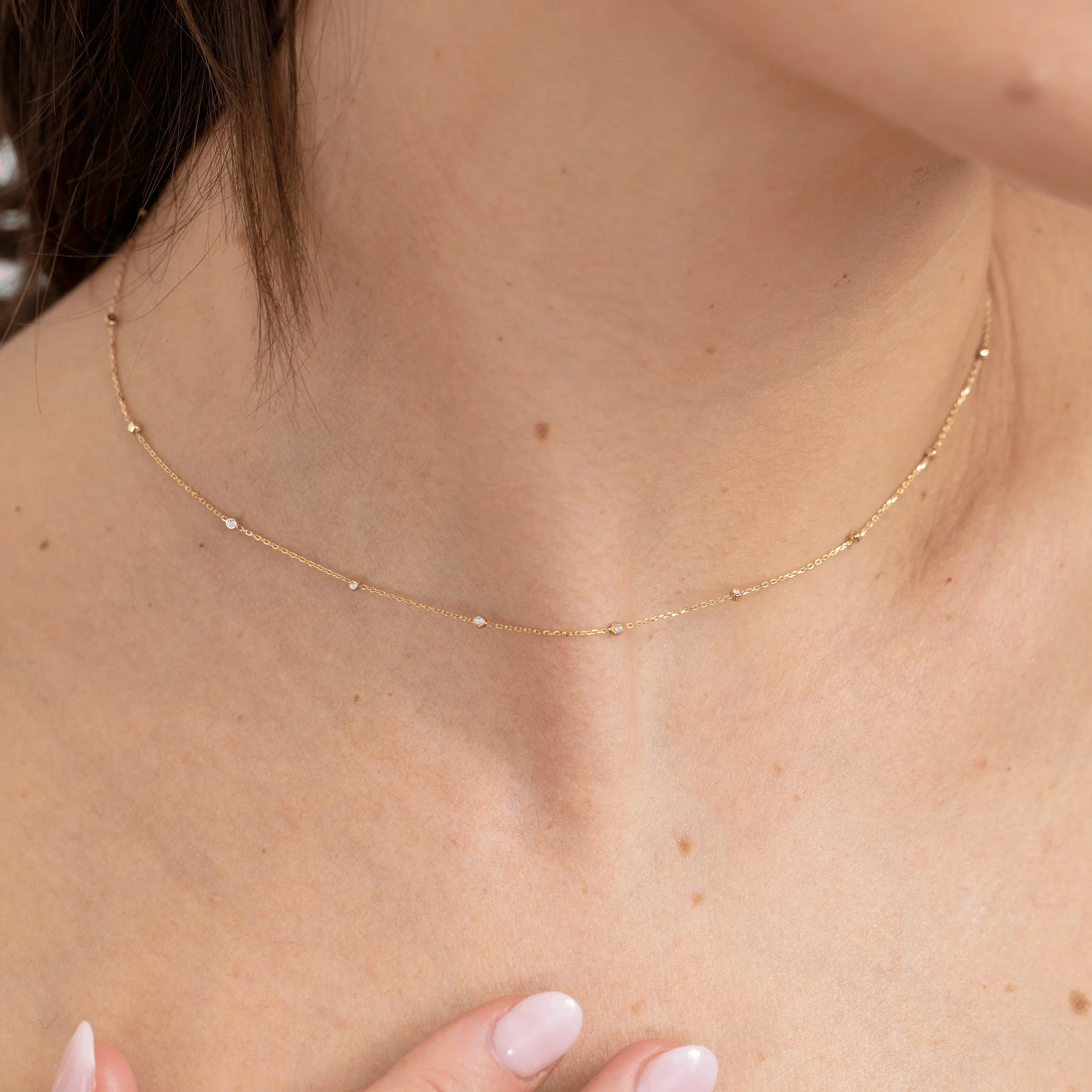 Itty Bitty Diamond Station Necklace, Tanya SARAHELISE