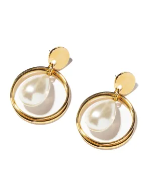 Ivory Teardrop Hoop Earrings