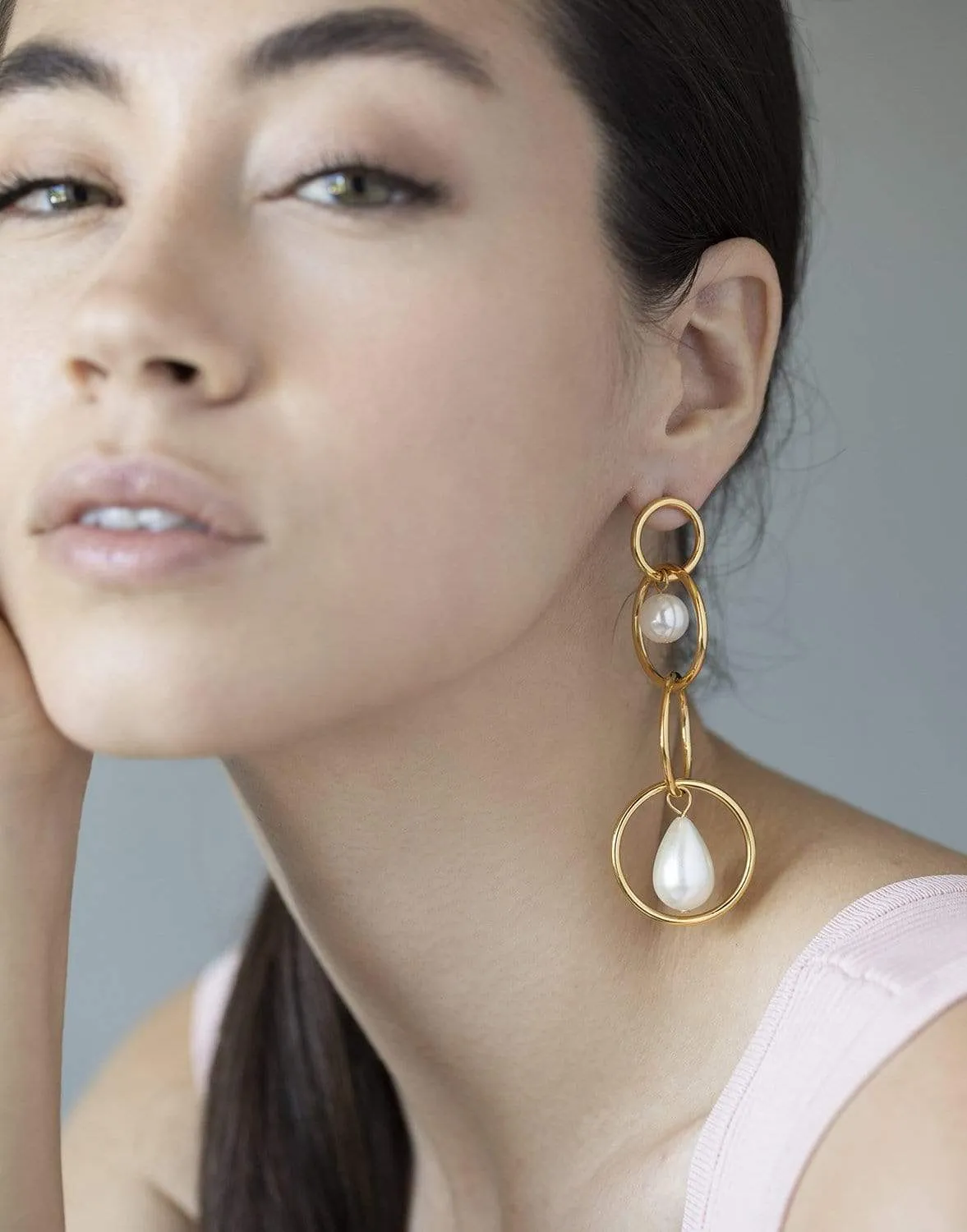 Ivory Teardrop Linear Earrings